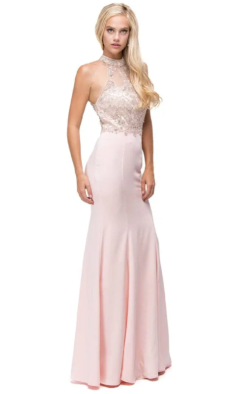 Effortless Chic for Women Dancing Queen 9777 - High Neck Sheath Prom Gown