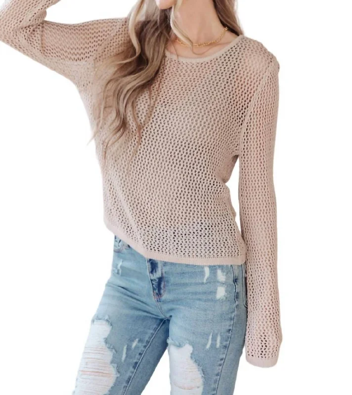 Classic Women's Clothing Styles Calming Down Loose Knit Top In Taupe