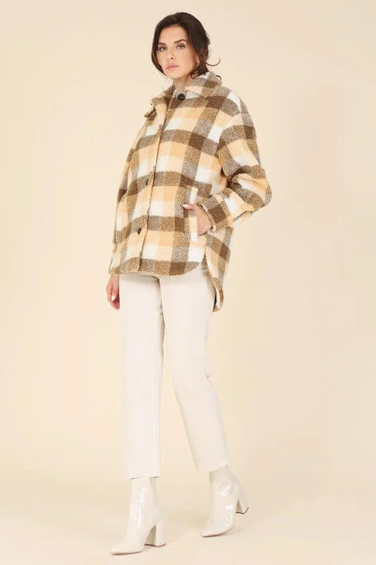 Women's Trendy Attire Plaid Sherpa Jacket