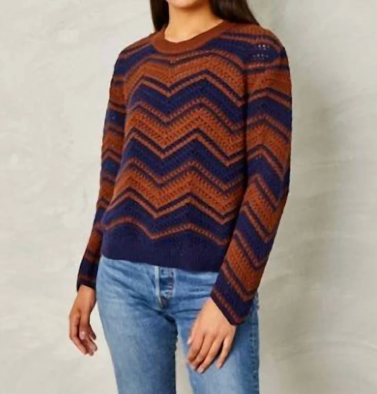 Women's Comfortable Apparel Ruby Sweater-Cotton-Navy Multi