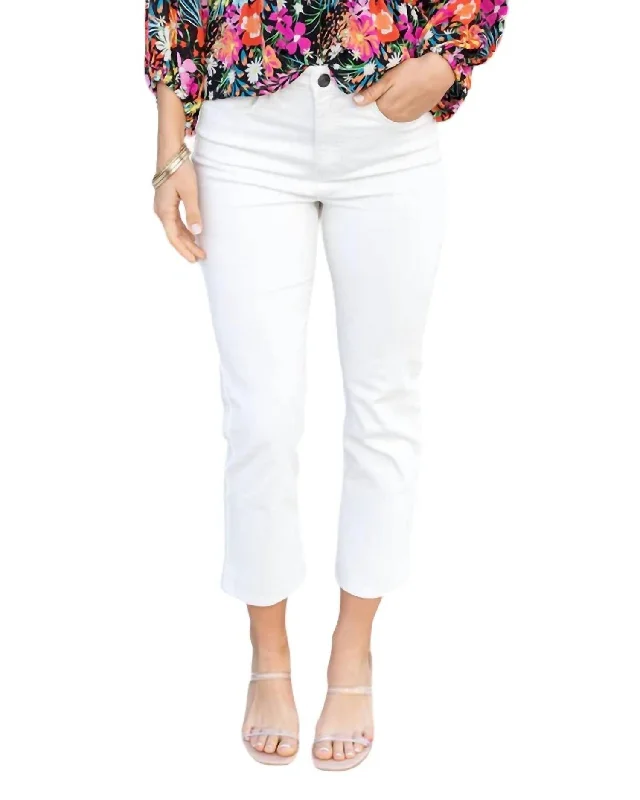 Women's Outerwear for All Weather Conditions Mel's Fave Straight Leg Cropped Denim Jean In White