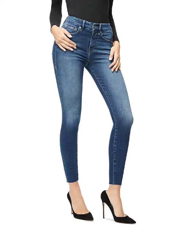 Elegant Women's Clothing Online High Waist Crop Raw Edge Jean In Blue