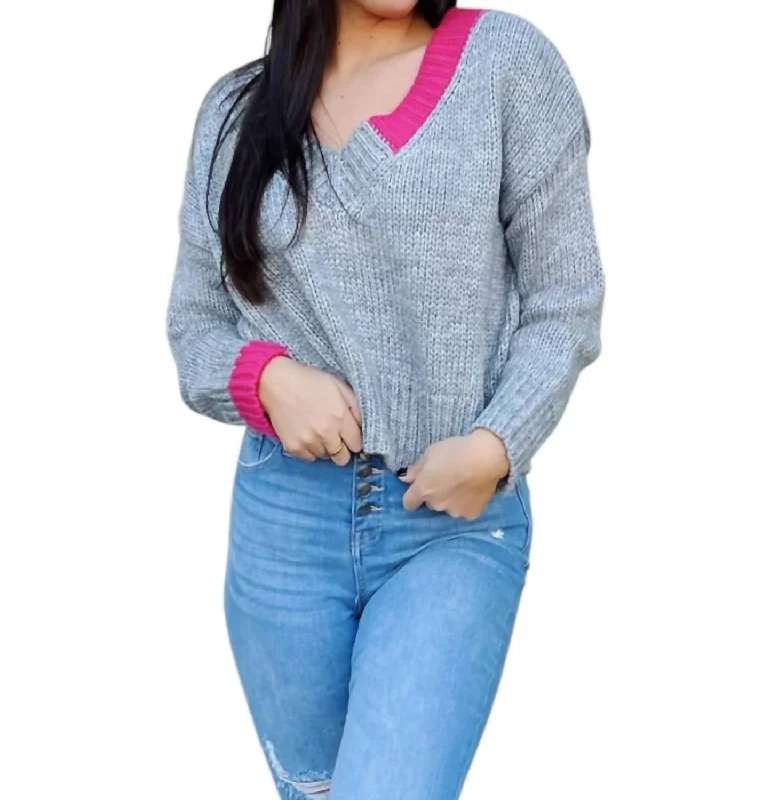 Women's Classic Attire Ryleigh Sweater In Grey/pink