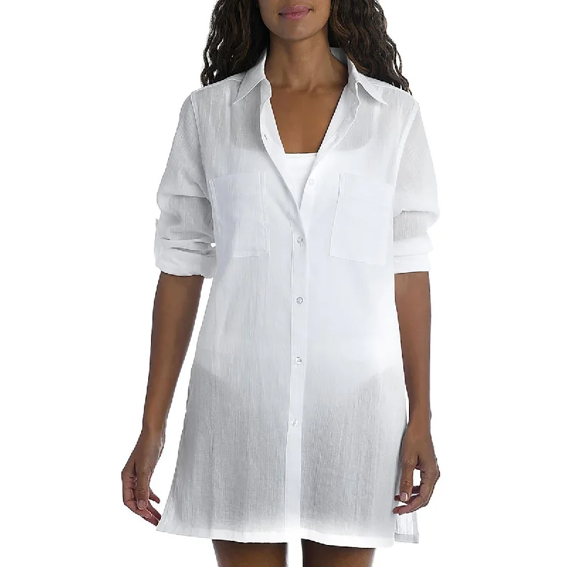 Vintage Women's Fashion Island Fare Womens Cotton Button-Down Cover-Up