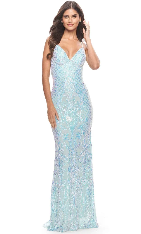 Online Boutiques Clothing La Femme 31547 - Iridescent Gown