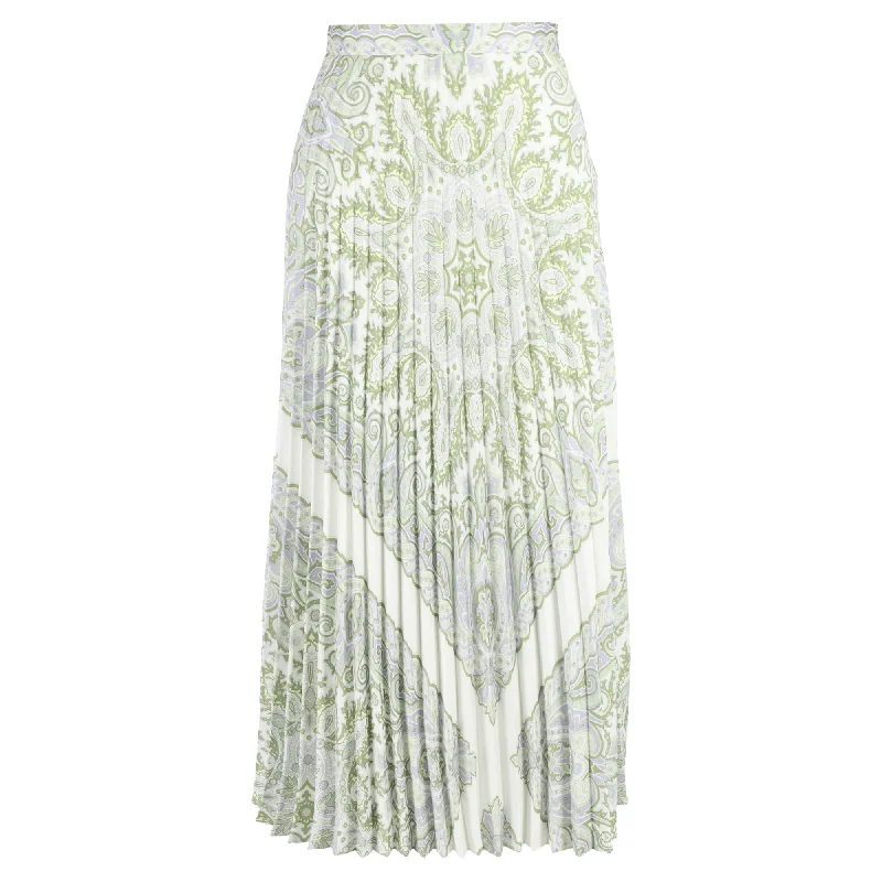 Classic Women's Clothing Styles Sandro Paris Pleated Print Midi Skirt in Multicolor Viscose