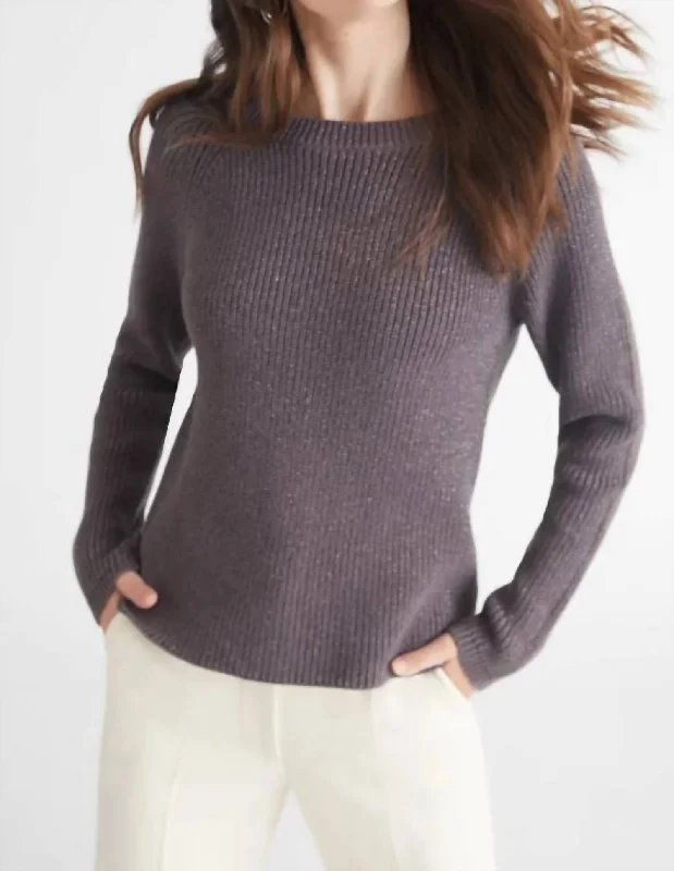 Women Fashion Jane Metallic Creweneck Sweater In Charcoal