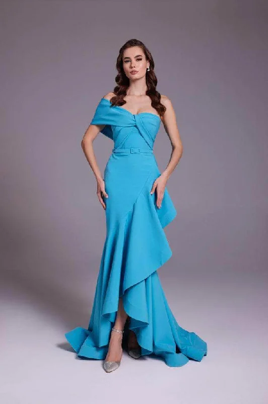 Trendy Women's Outfits for Casual Wear MNM Couture N0546 - High-Low Mermaid Gown