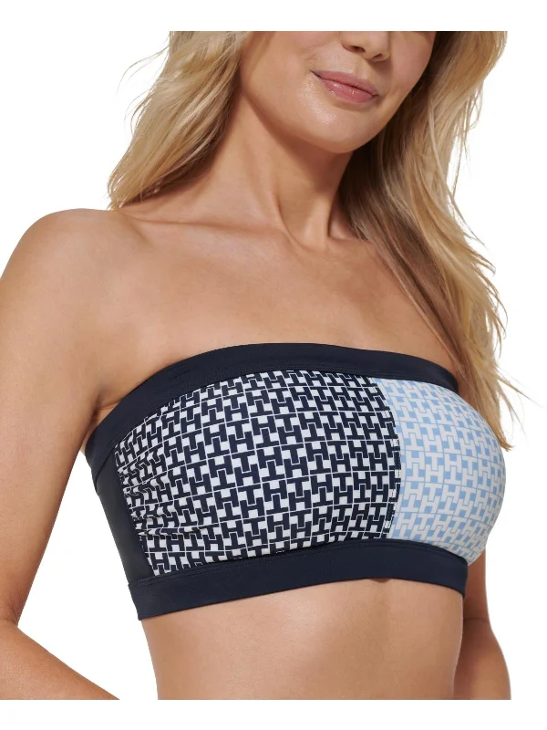 Sustainable Women's Apparel Womens Printed Colorblock Bikini Swim top