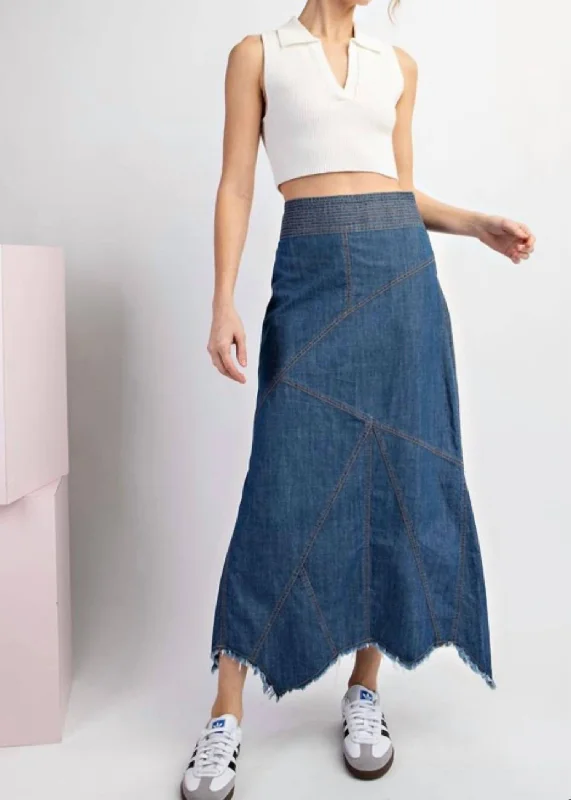 Trendy Athleisure Clothing For Women Mineral Washed A-Line Skirt In Denim