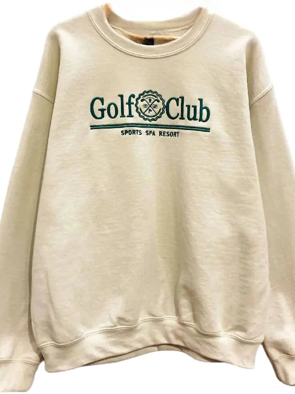 Elegant Women's Clothing Women's Embroidered Golf Club Sweatshirt In Beige