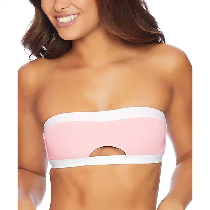 Women's Professional Outfit Color Blocked Bandeau Bikini Top In Pink