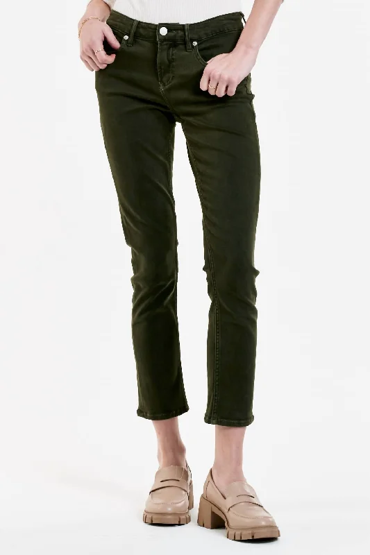 Stylish Women's Outfit Blaire High Rise Ankle Slim Straight Jeans In Pine