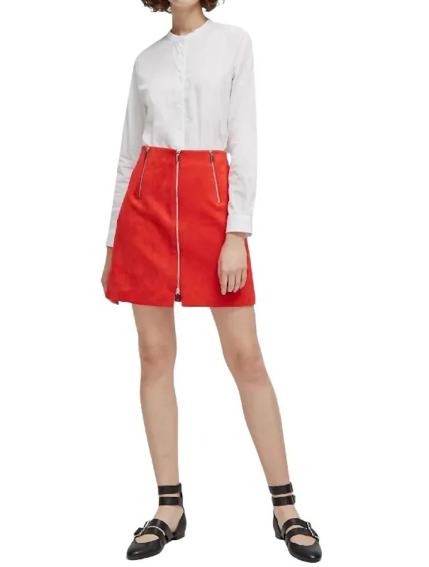 Sale On Sale Glass Stretch Mini Skirt With Zippers In Red