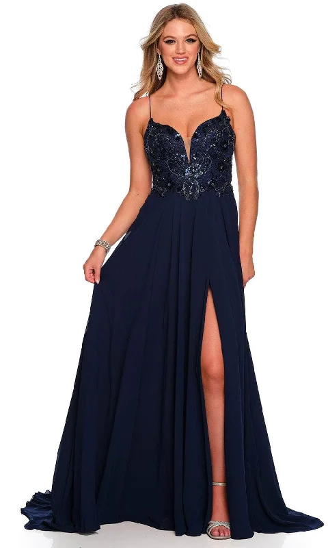 Women's Fashionable Attire For Work Dave & Johnny 11241 - Embroidered Top Prom Gown