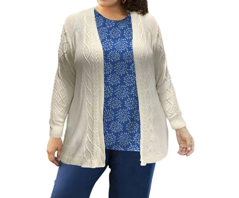 Trendy Outfits For Ladies Cable Duster Cardigan - Plus In Cream