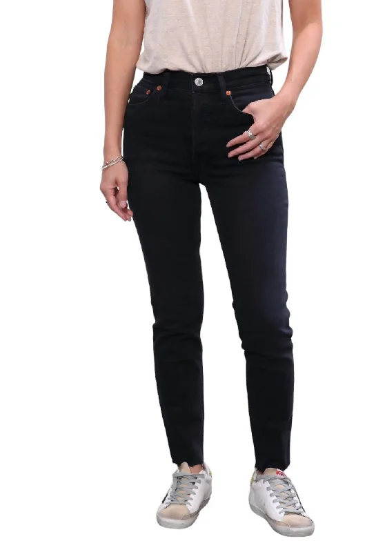 Chic Women's Clothing Online 90's High Rise Ankle Jean In Faded Black