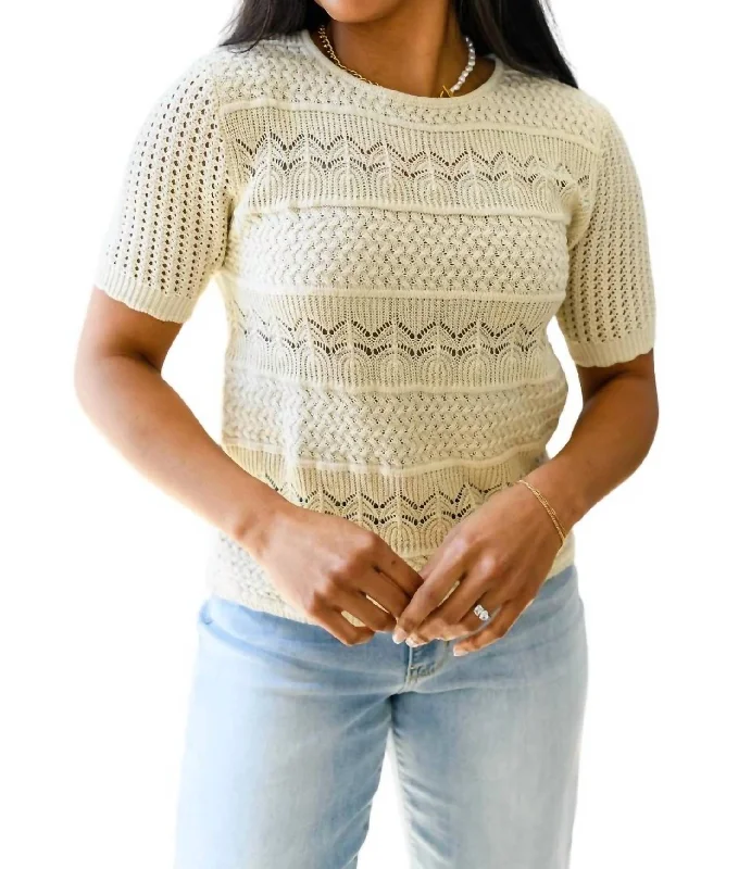 Clothing Online Thea Crocheted Knit Top In Natural