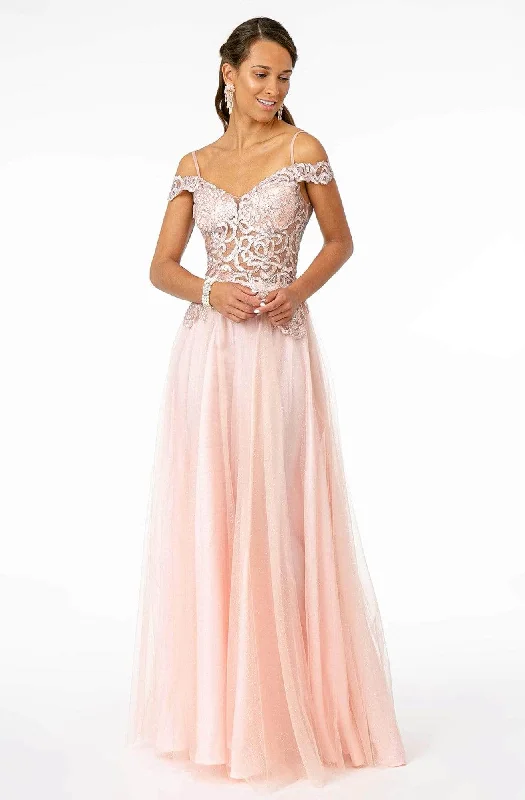 Women's Seasonal Attire Elizabeth K GL2953 - V-Neck Sheer Bodice Prom Gown