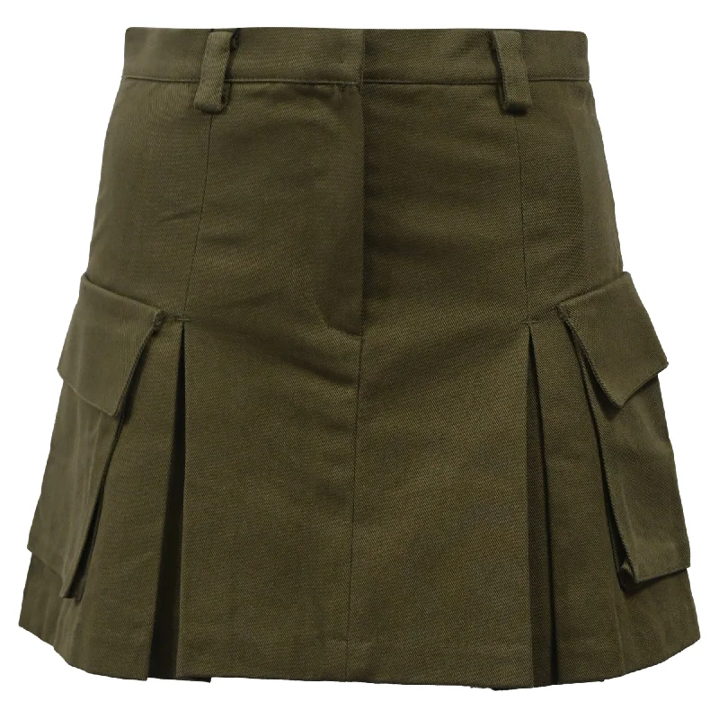 Women's Transitional Clothes The Frankie Shop Audrey Pleated Mini Skirt in Green Cotton