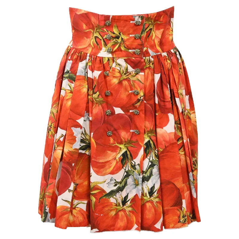 Trendy Boutique Online Dolce & Gabbana Tomato Print Skirt in Red Cotton