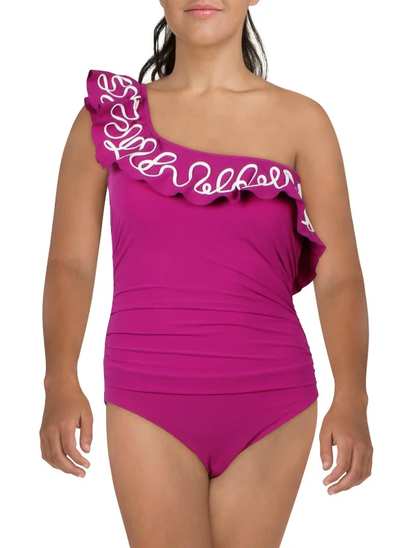 Elegant Women's Clothing Womens Ruffled Polyester One-Piece Swimsuit