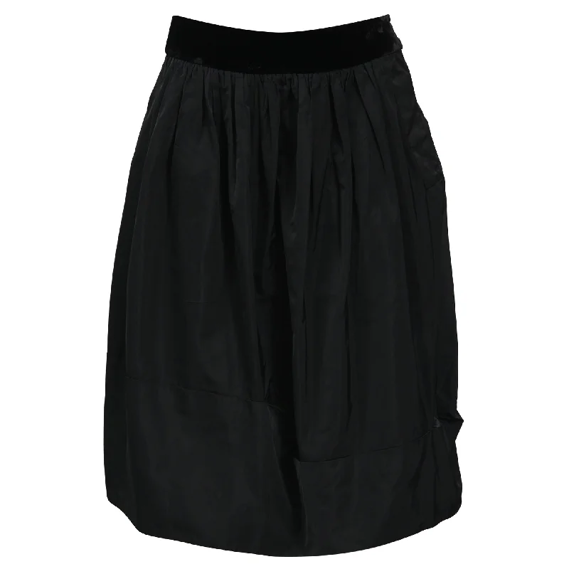 Luxury Women's Clothing Louis Vuitton Midi Full Skirt in Black Cotton