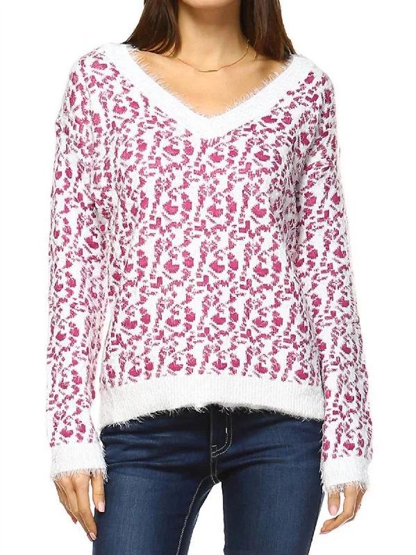 Women's Casual Dresses Women's Leopard Sweater In Fuchsia