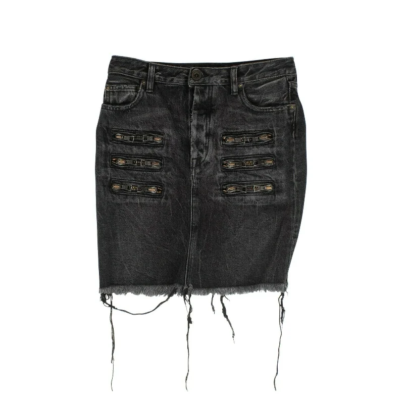 Women's Clothes Unravel Project Denim Zipper Mini Skirt - Black