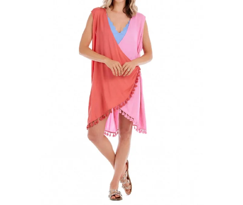 Charming Women's Outfit For Special Occasions Kim Tassel Cover Up In Pink