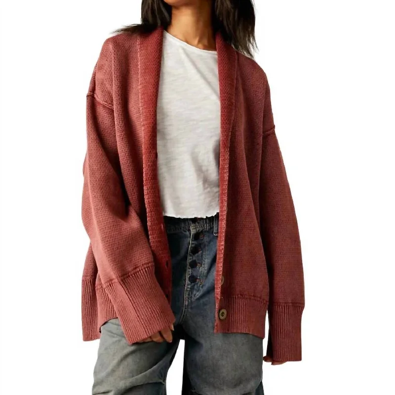 Women Wear Brands Chamomile Cardi In Washed Russet Acorn