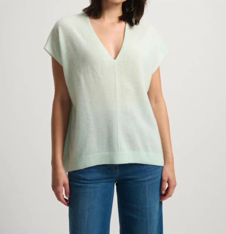 Flash Sales This Week V Neck Poncho Top In Seafoam Haze Heather