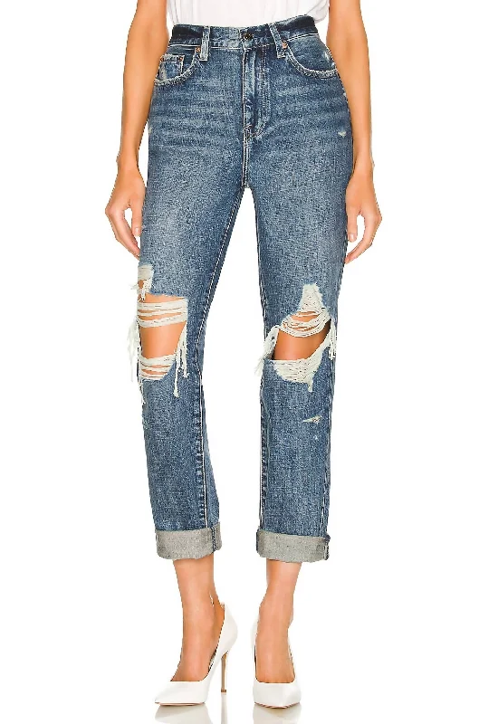 Affordable Women's Fashion Presley High Rise Relaxed Roller Jean In Eternal Destructed