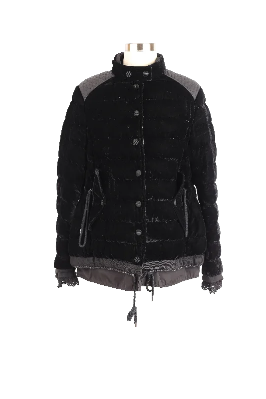 Effortless Chic for Women Beatrice Velvet Puffer Jacket w/ Lace Trim