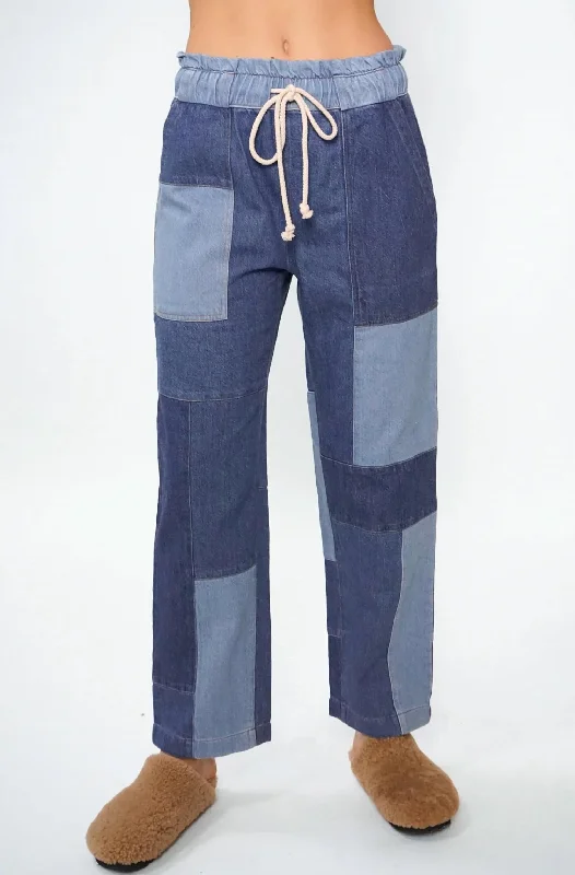 Modern Women's Clothes Easy Pant Patchwork In Patchwork Pacific