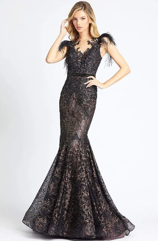 Best Online Boutiques For Women Mac Duggal Black White Red 79230R - Sheer Beaded Gown