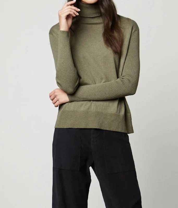 Trendy Women's Dresses Online Turtleneck Sweater In Olive