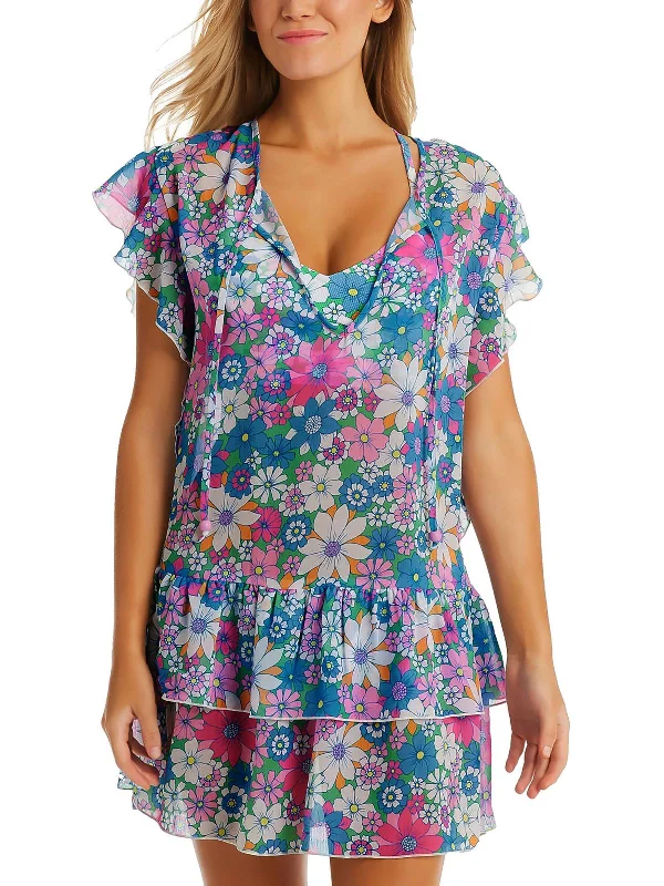 Outfits Ideas Womens Chiffon Tiered Cover-Up