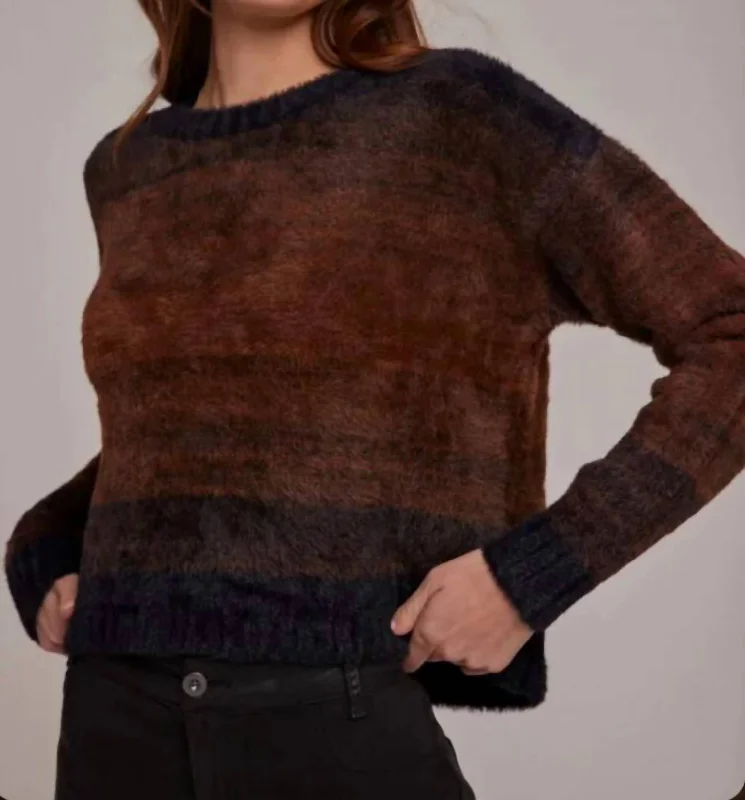 Women Clothing Slouchy Sweater In Chocolate Ombre