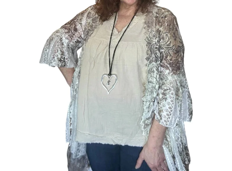 Charming Everyday Clothing For Women Danielle Lace Cardigan In Taupe/brown