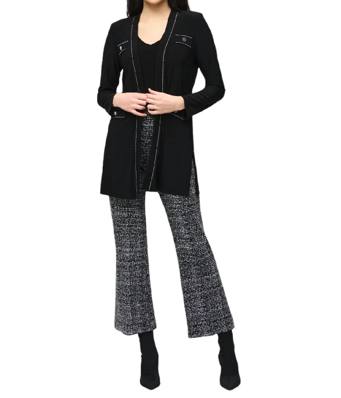 Women's Holiday Apparel Open-Front Duster In Black