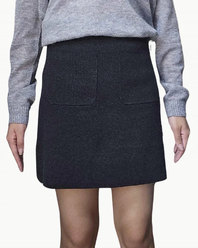 Clothes Sales Messina Knitted Skirt In Dark Grey