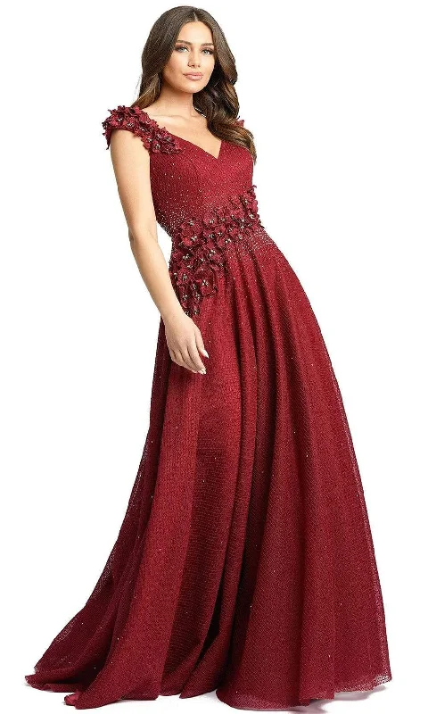 Women's Effortless Casual Outfit Mac Duggal 11152 - Embellished V-Neck Evening Gown