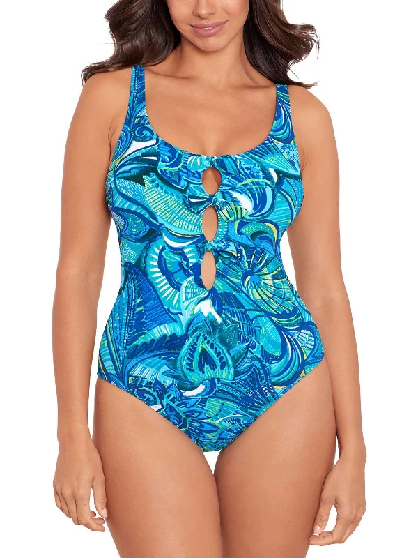 Women's Clothes For Outdoor Events Womens Cut-Out Printed One-Piece Swimsuit