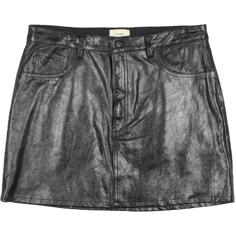 Stylish Women's Outfit Alma Womens Lambskin Leather Short Mini Skirt