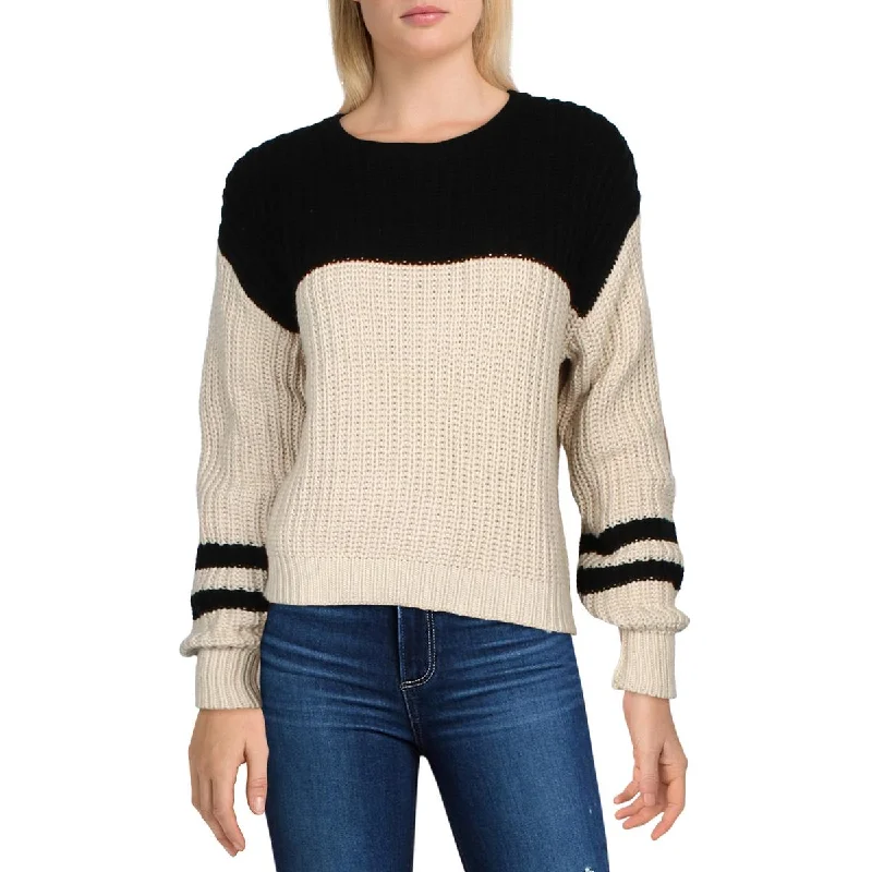 Fashion Women's Clothing Lyndon Womens Open Stitch Colorblock Pullover Sweater