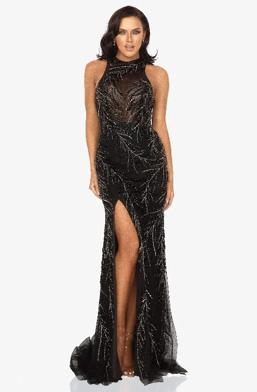 Fashion-forward Women's Wear Terani Couture 2011P1058 - Sequined Gown with Slit