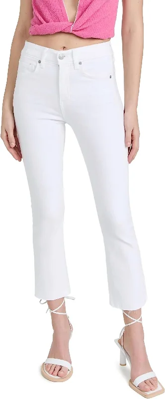 Workwear Fashion for Women Carly Kick Flare Raw Hem Jeans In White