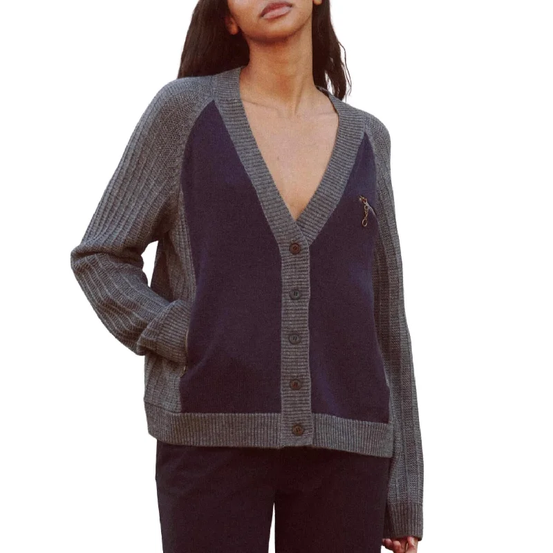 Best Online Women's Boutiques Fellow Color Block Cardigan In Navy