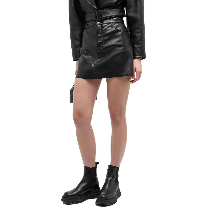 Casual Style for Busy Women Womens Leather Mid-Rise Mini Skirt